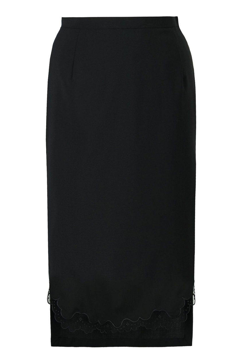 фото Черная юбка с асимметричной отделкой no.21