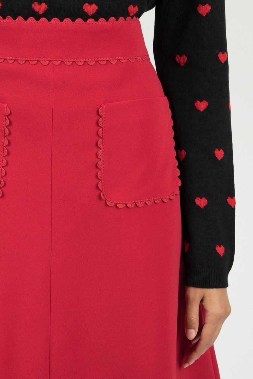 фото Красная юбка-мини с накладными карманами red valentino