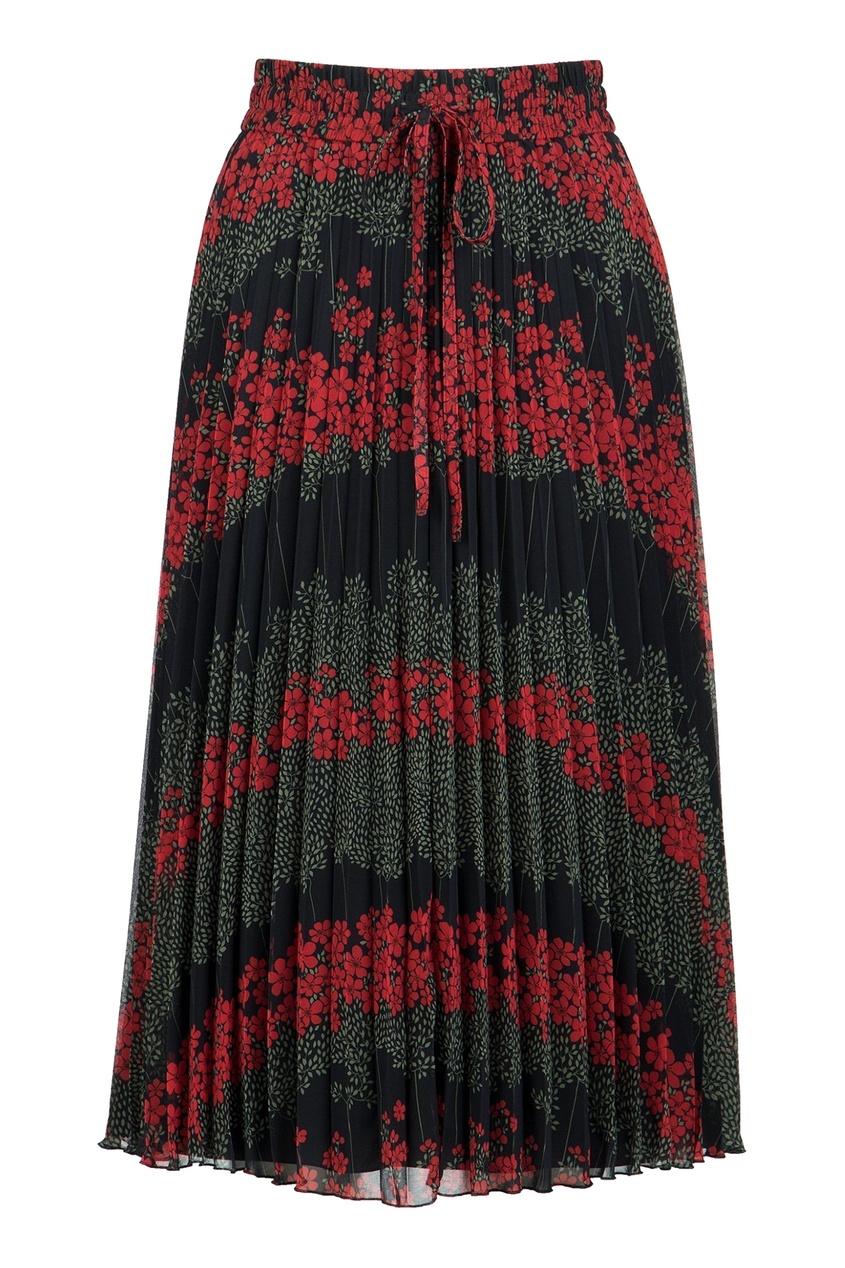 фото Черная плиссированная юбка-миди с узорами red valentino