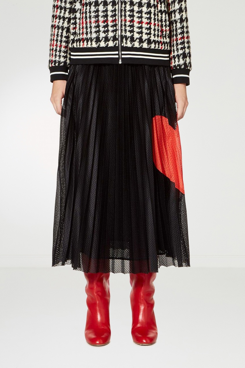 фото Черная плиссированная юбка-миди с рисунком red valentino