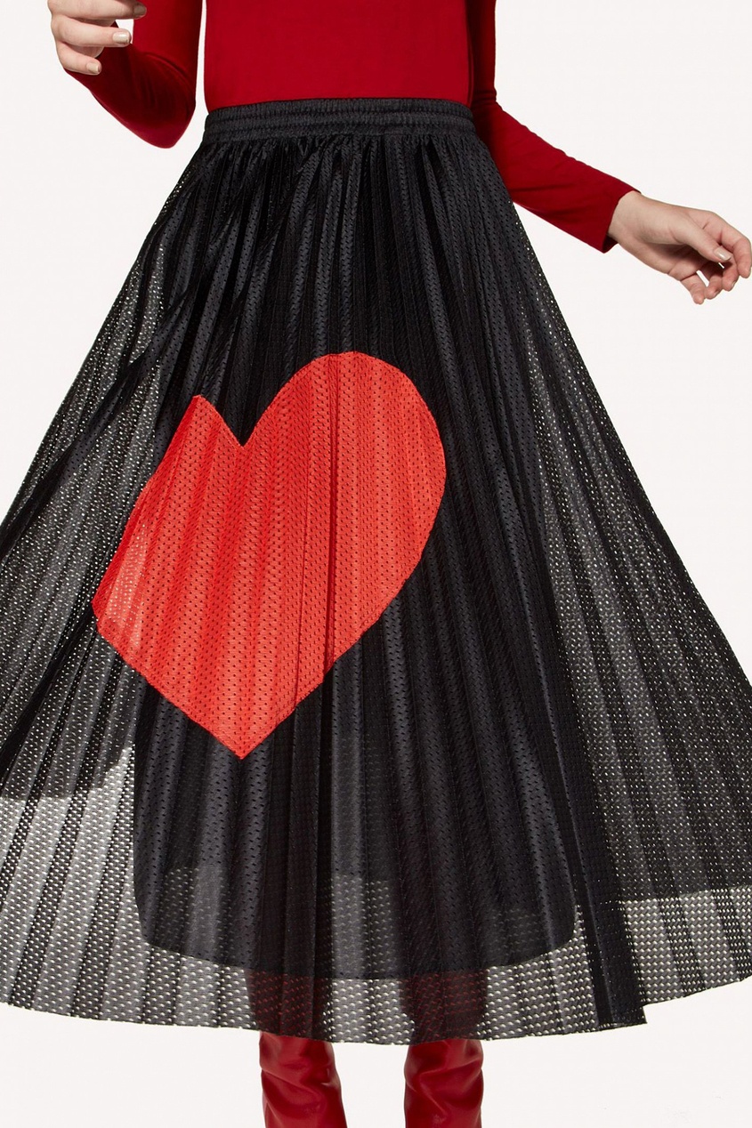 фото Черная плиссированная юбка-миди с рисунком red valentino