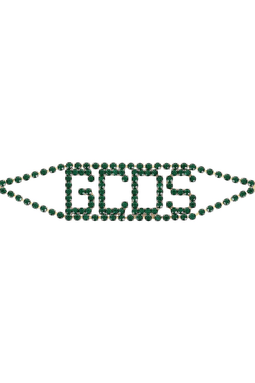фото Широкое колье-чокер с зелеными кристаллами Gcds