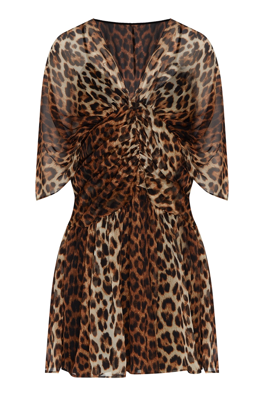 фото Шелковое платье-мини с леопардовым узором No.21