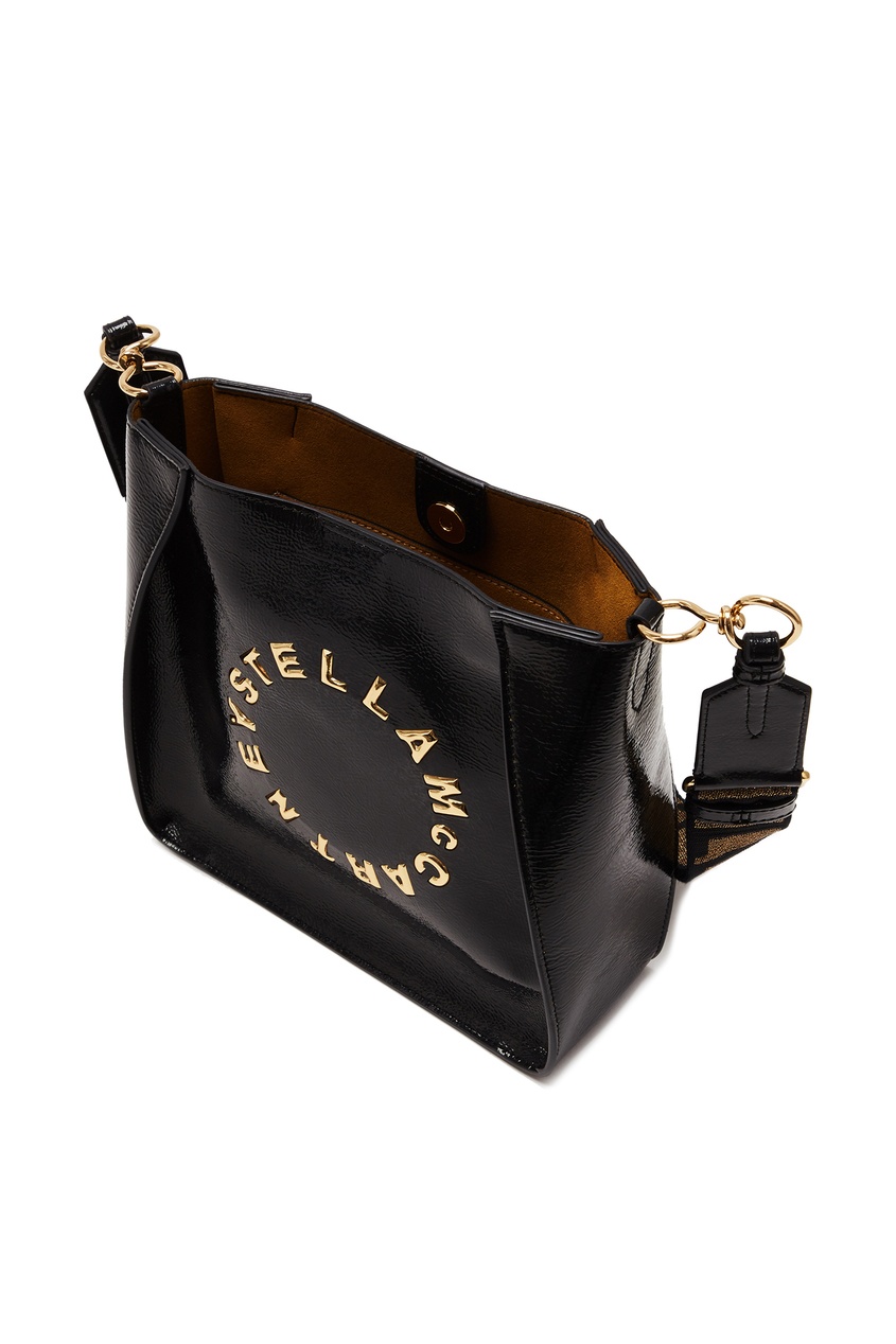 фото Черная лакированная сумка Stella Logo Stella mccartney