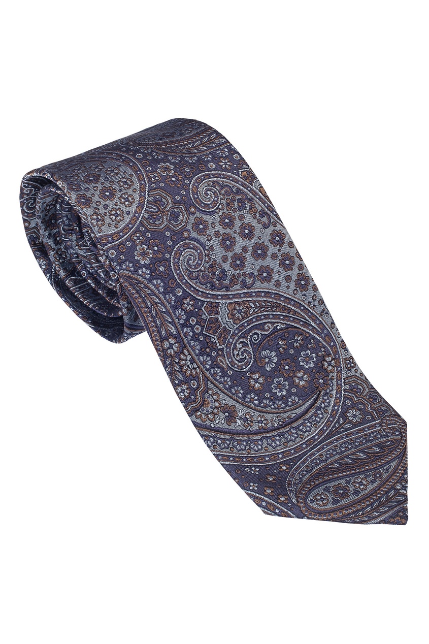 фото Шелковый синий галстук с узорами Van laack
