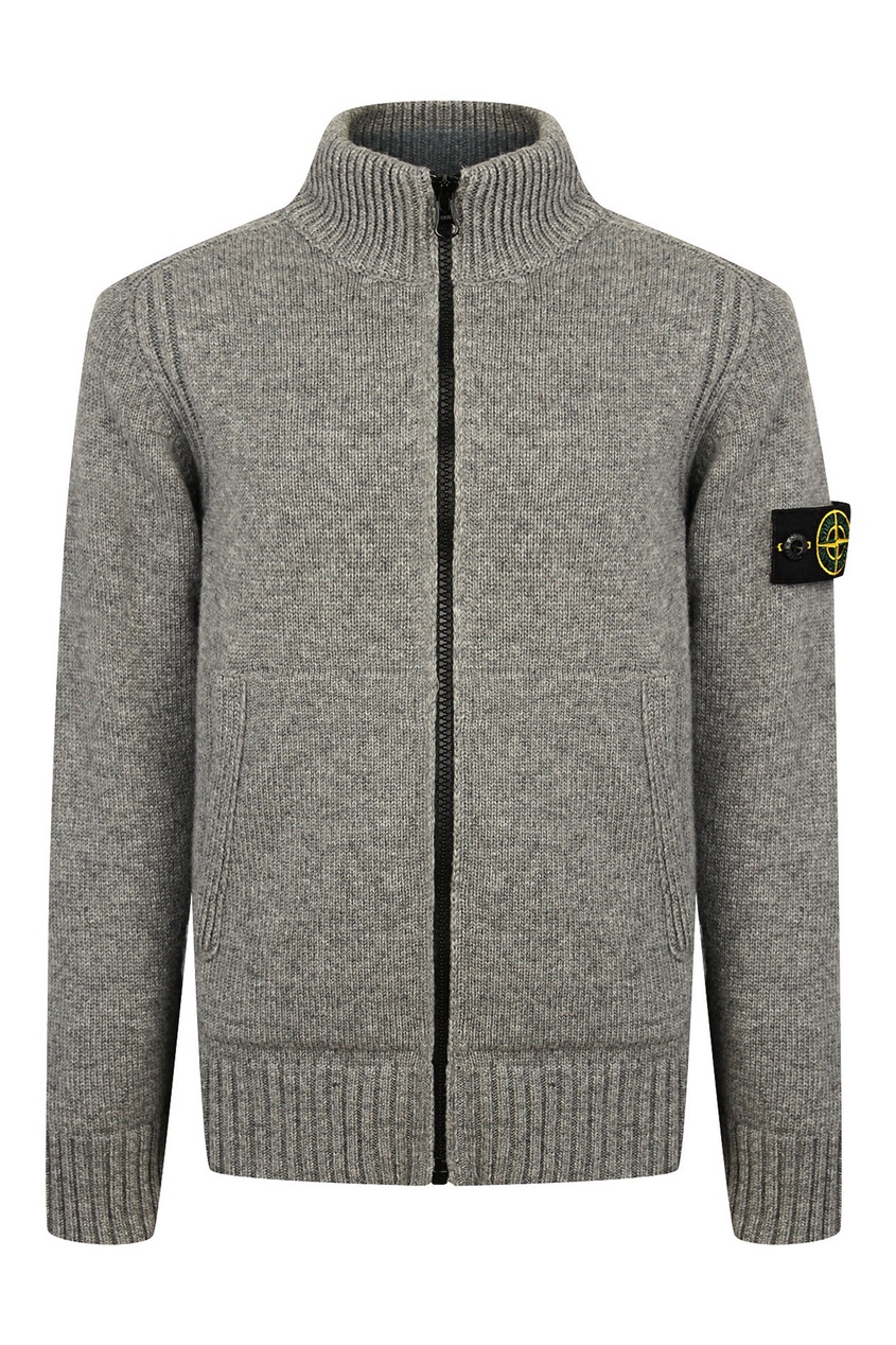 фото Темно-серый свитер на молнии stone island kids