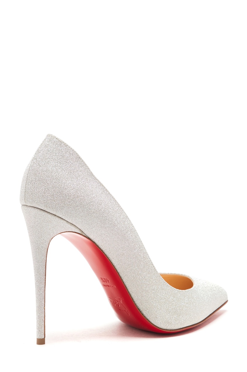 фото Серебристые туфли Pigalle Follies 100 Christian louboutin