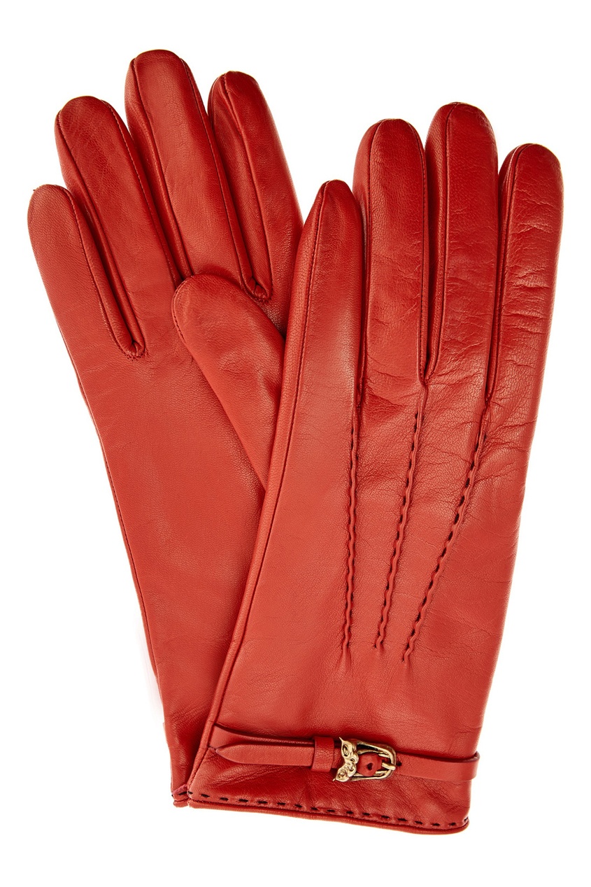 фото Красные кожаные перчатки Ermanno scervino