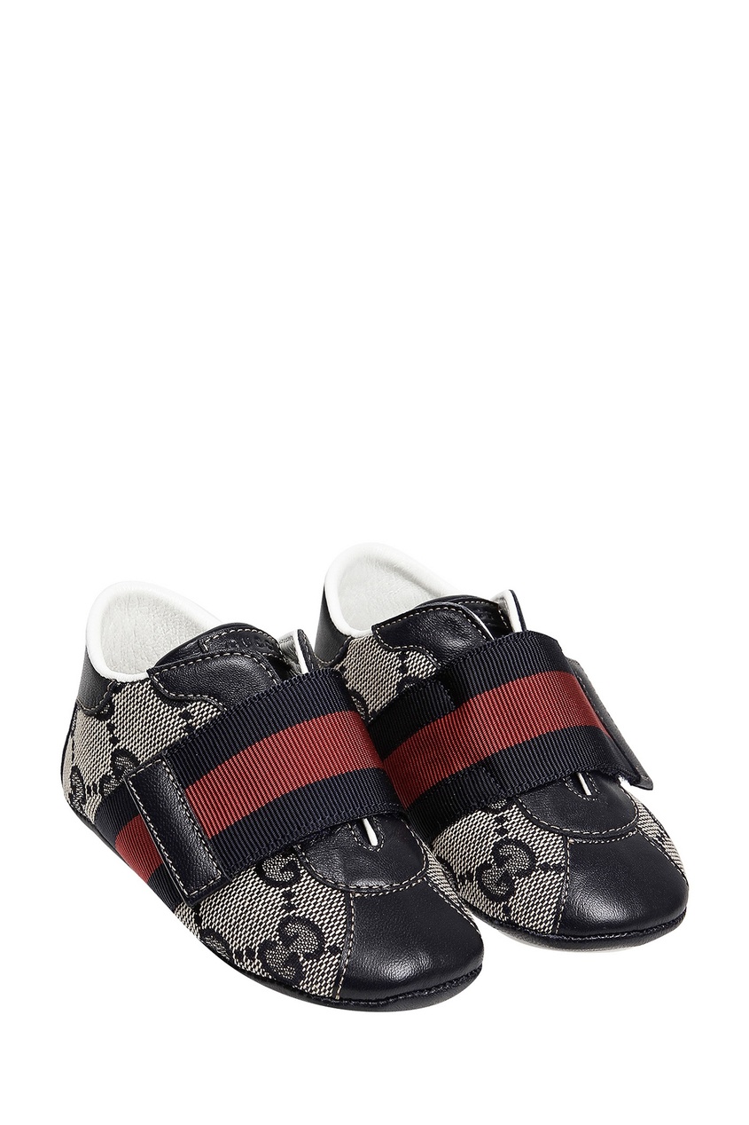 фото Пинетки с мотивом GG и лентами Web Gucci kids