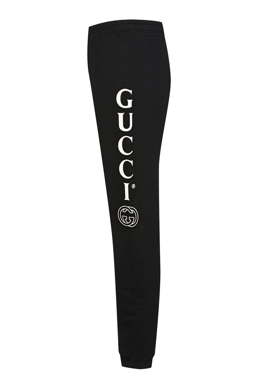 фото Черные спортивные брюки с белыми логотипами gucci