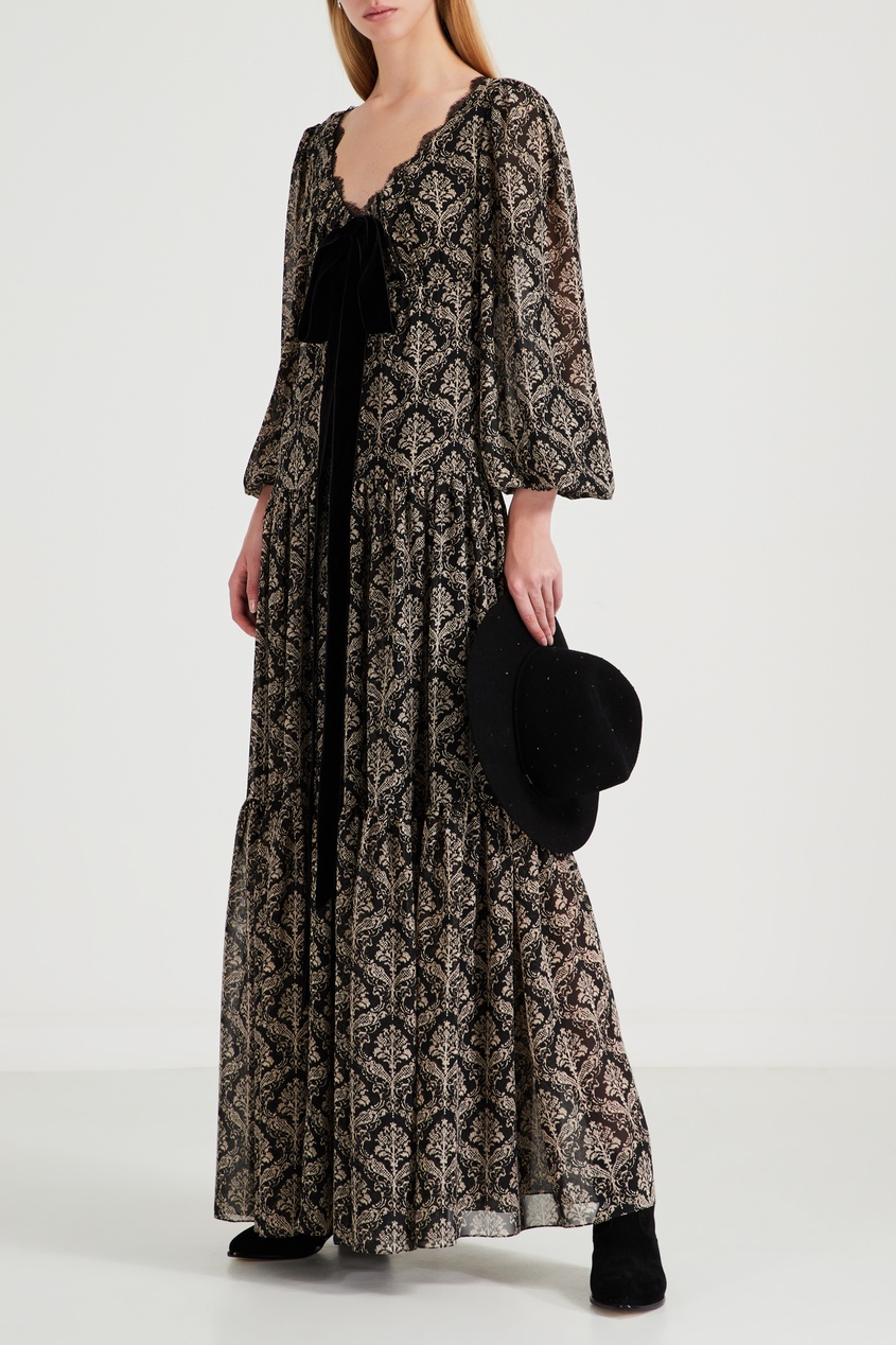 фото Черно-бежевое платье с узором yana dress