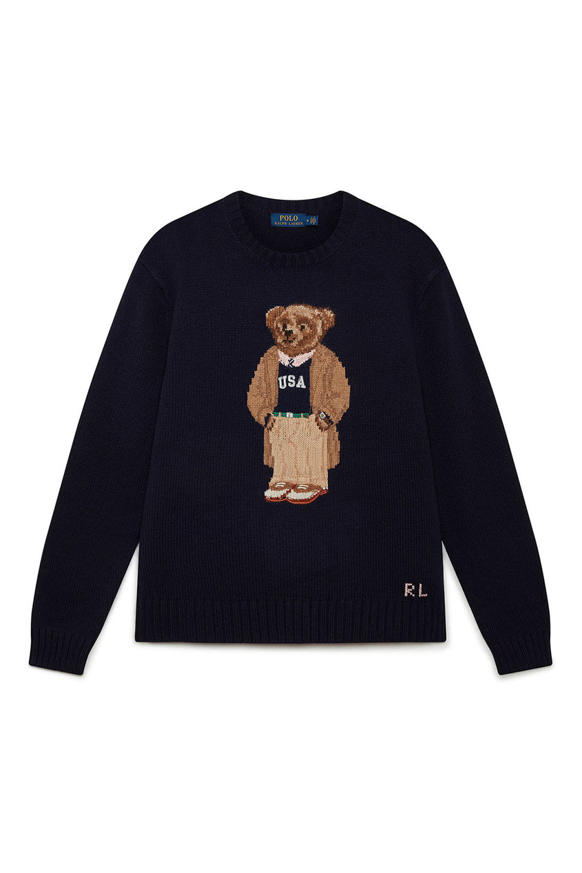 фото Темно-синий свитер с узором-медведем Polo ralph lauren