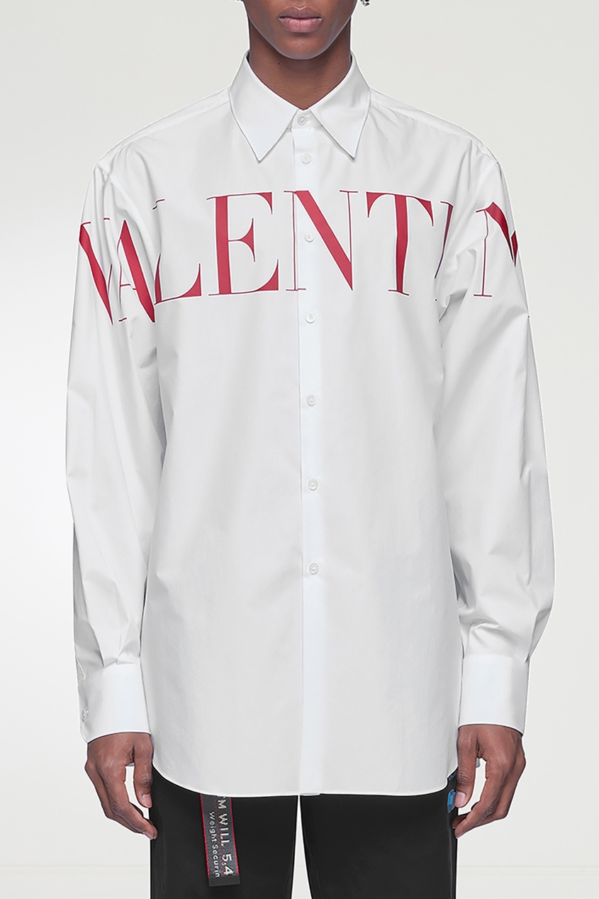 фото Белая рубашка с крупным логотипом Valentino