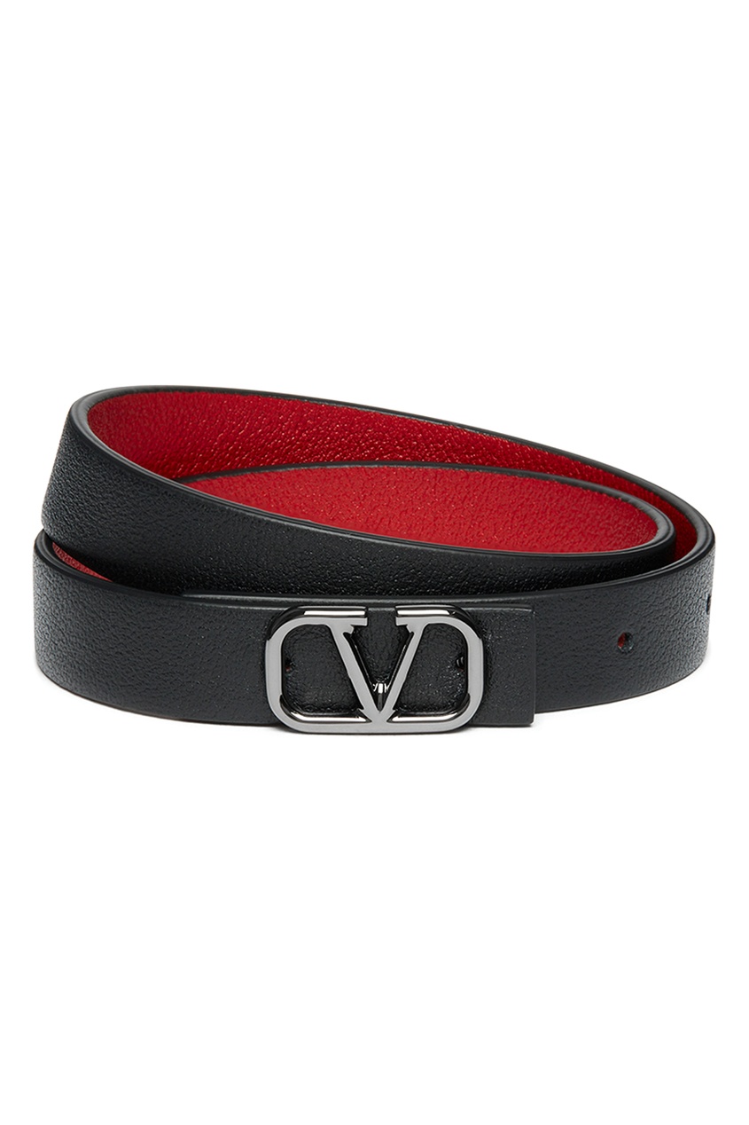 фото Черный ремень с логотипом Valentino
