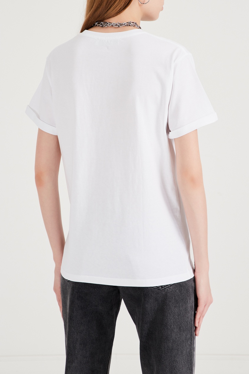 фото Белая футболка с кристаллами victoria bonya jeans
