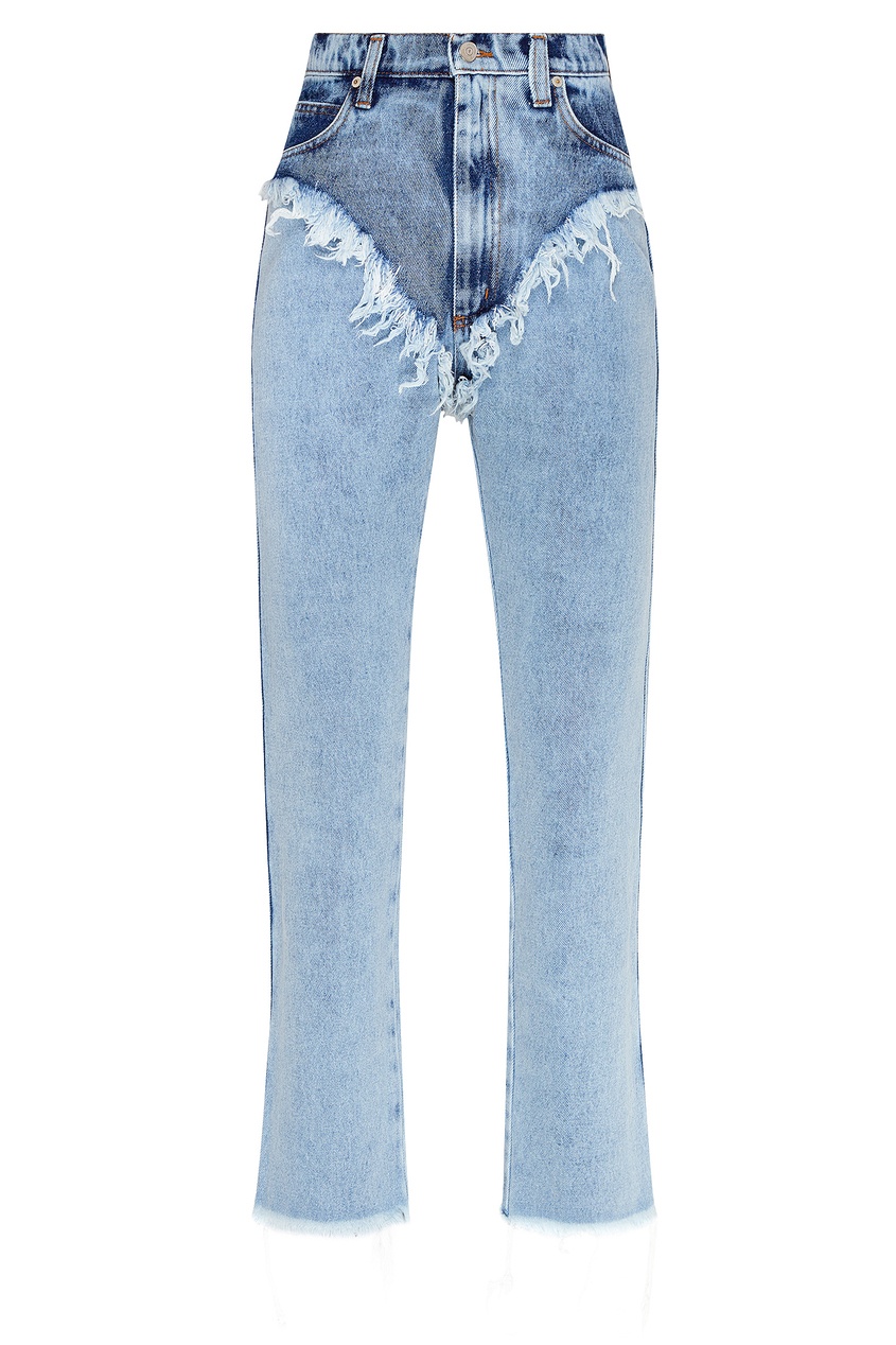 фото Комбинированные джинсы с бахромой Natasha zinko