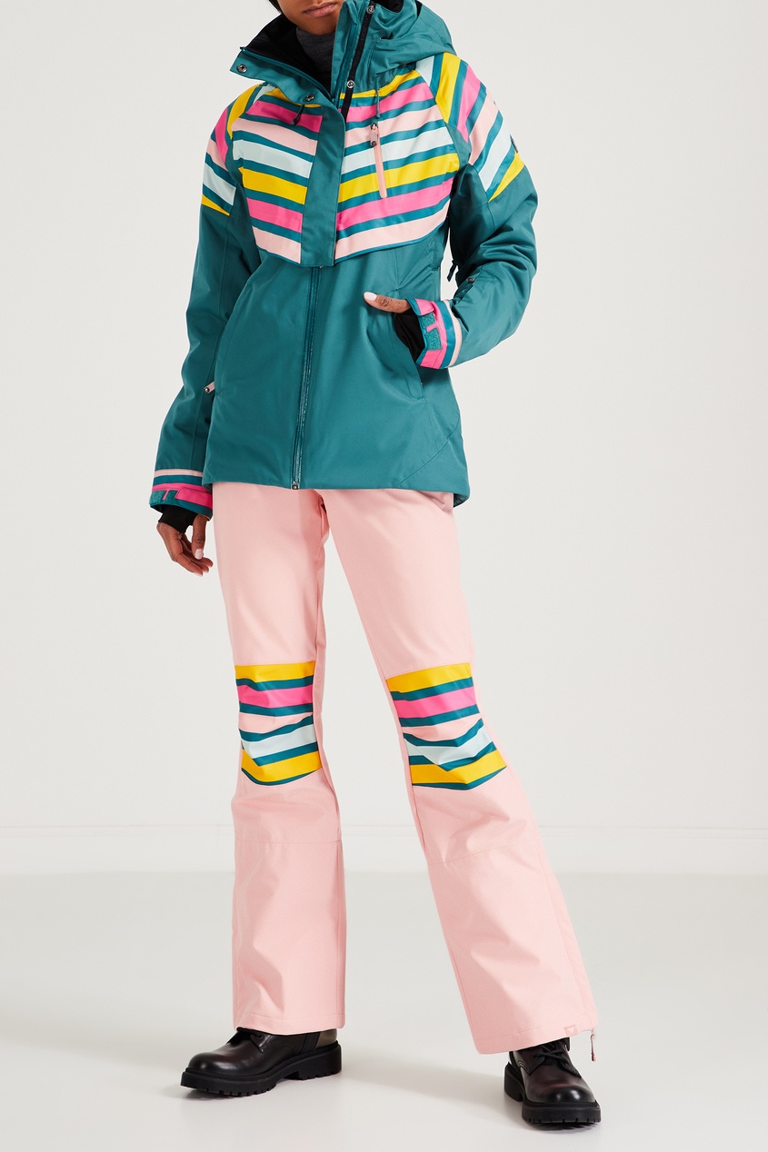фото Бирюзовая сноубордическая куртка с контрастным узором roxy