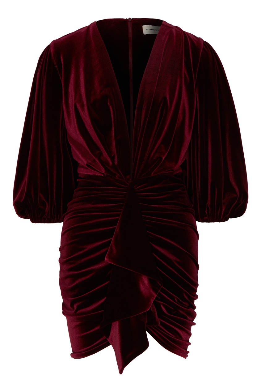 фото Асимметричное бархатное платье макси бордового цвета Alexandre vauthier