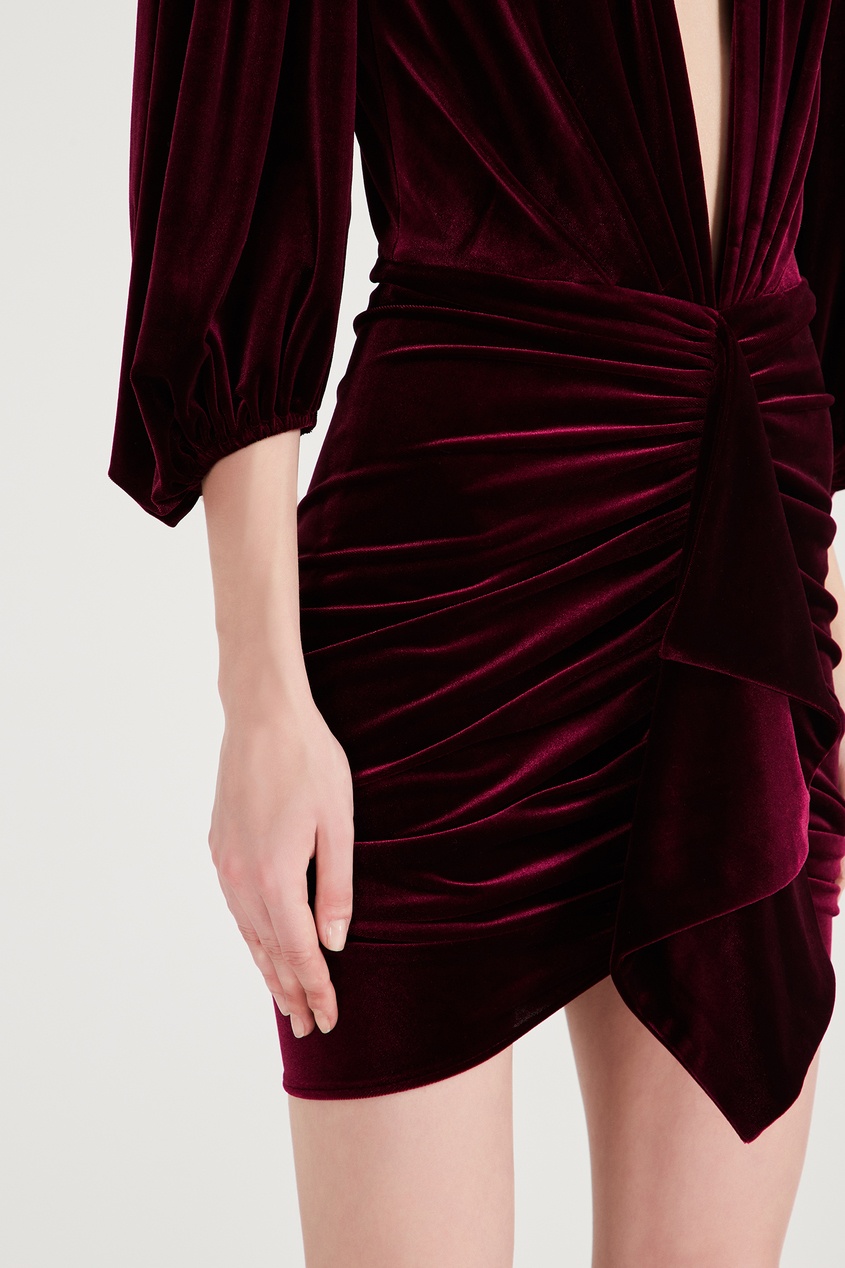 фото Асимметричное бархатное платье макси бордового цвета Alexandre vauthier