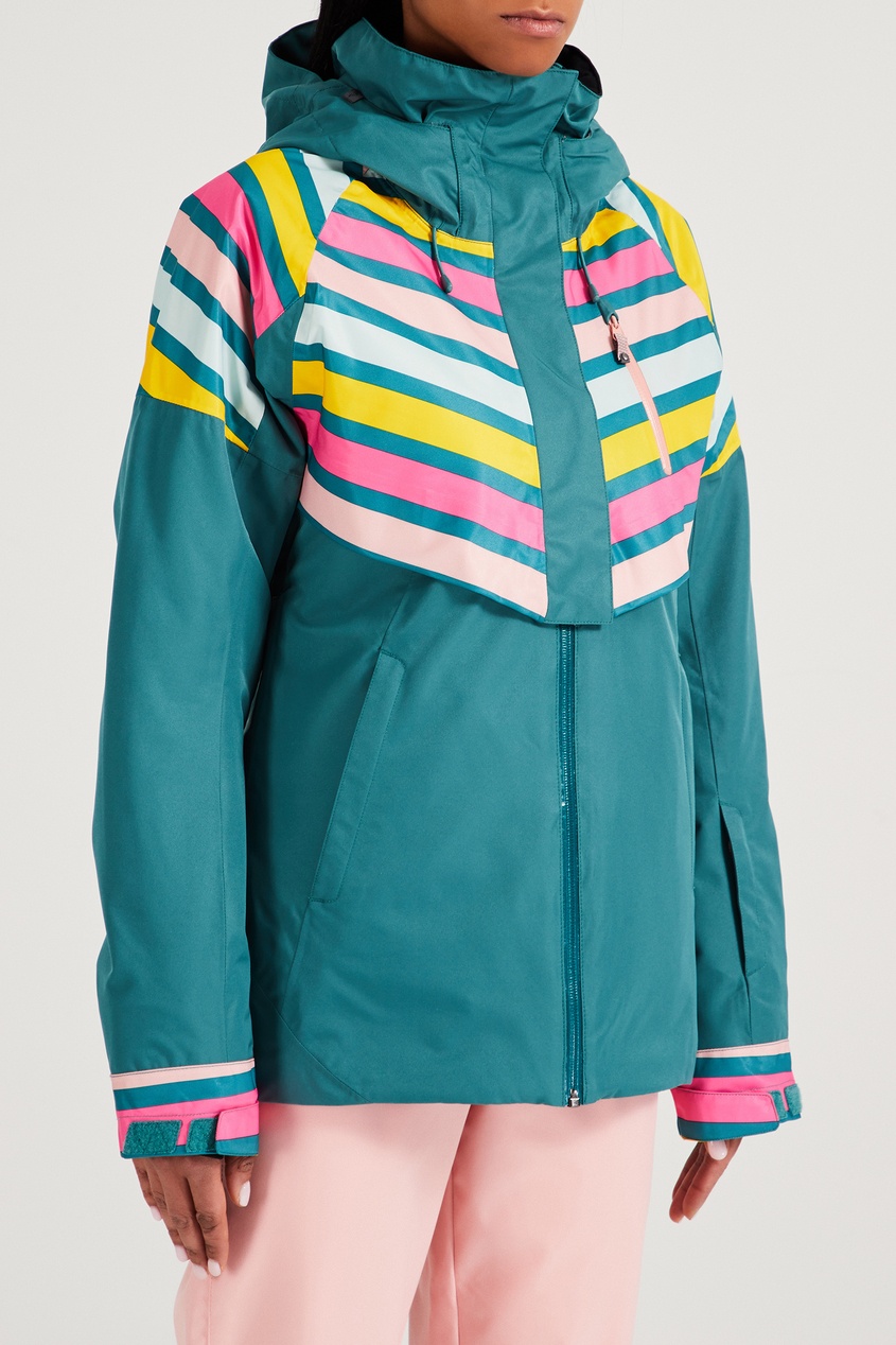 фото Бирюзовая сноубордическая куртка с контрастным узором roxy