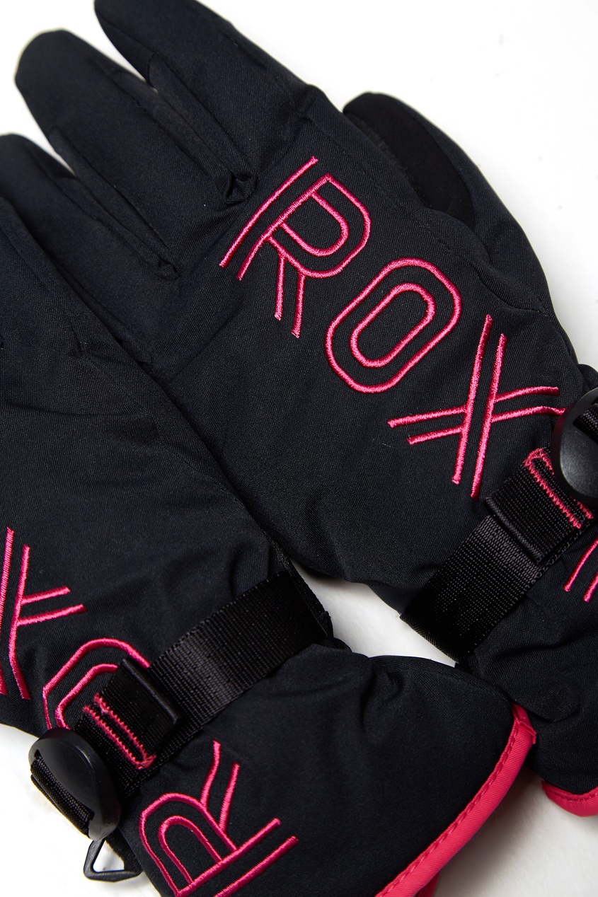фото Черные сноубордические перчатки с контрастной отделкой roxy