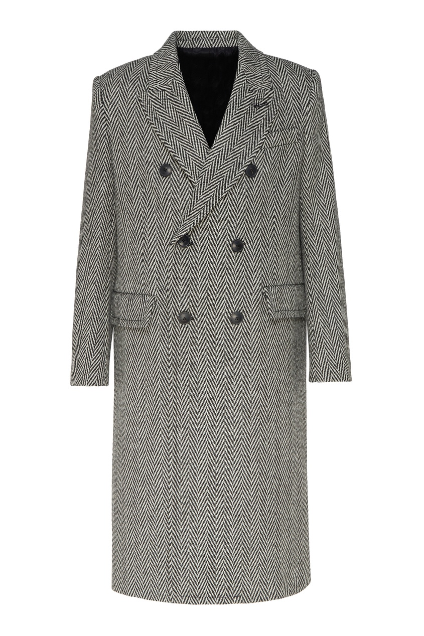 фото Двубортное пальто с узором «елочка» ami paris