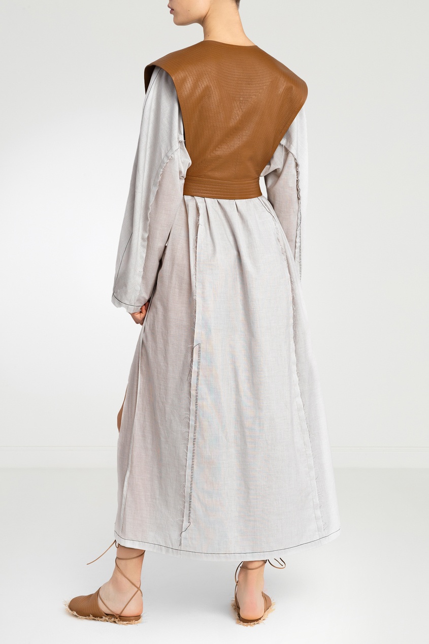фото Комбинированное платье из хлопка и кожи ruban