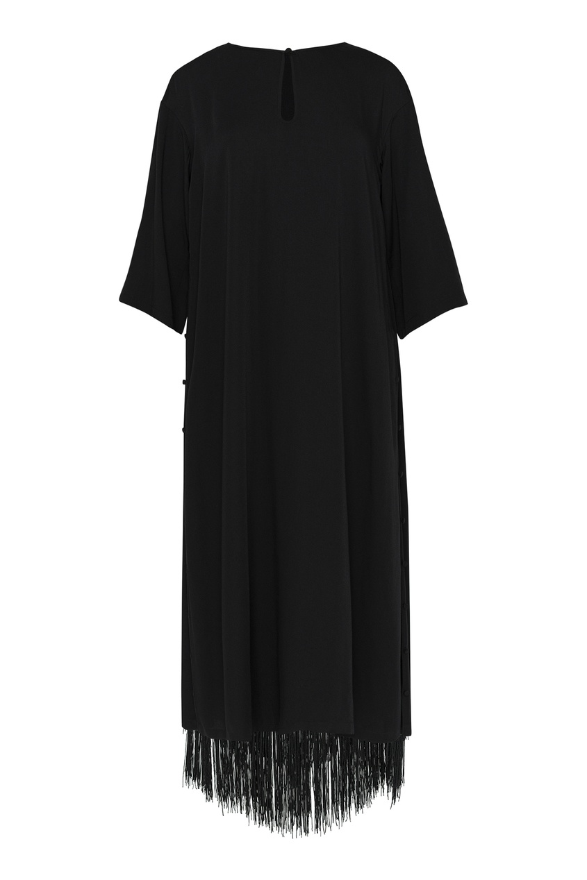 фото Черное платье с бахромой ruban