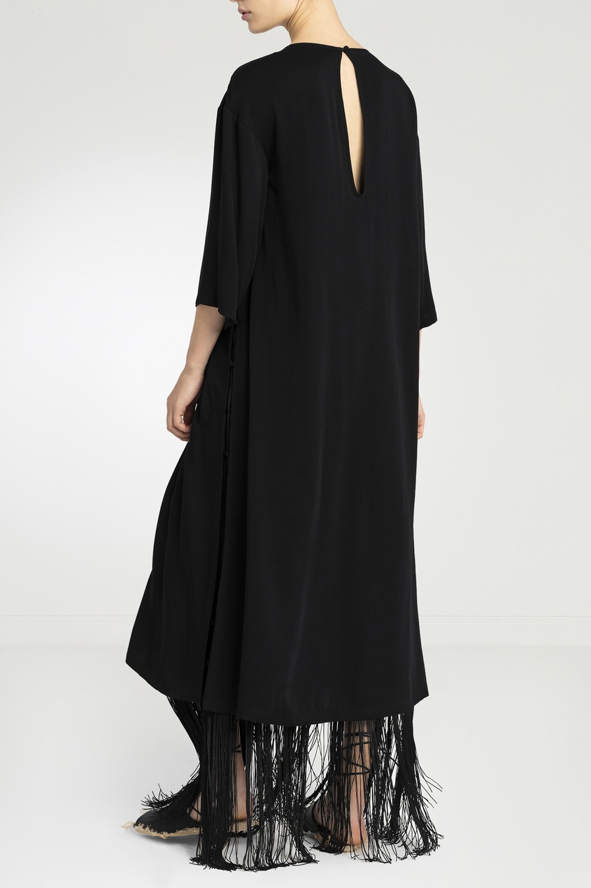 фото Черное платье с бахромой ruban