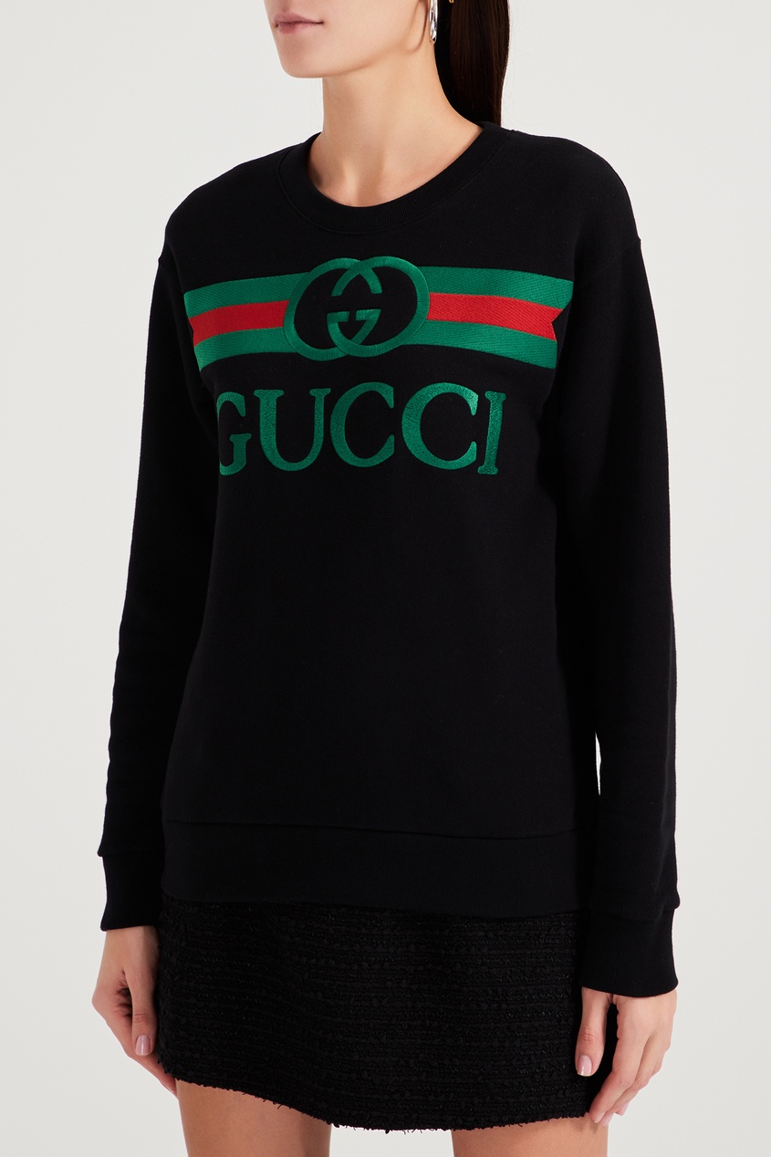 фото Черный свитшот с винтажным логотипом Gucci