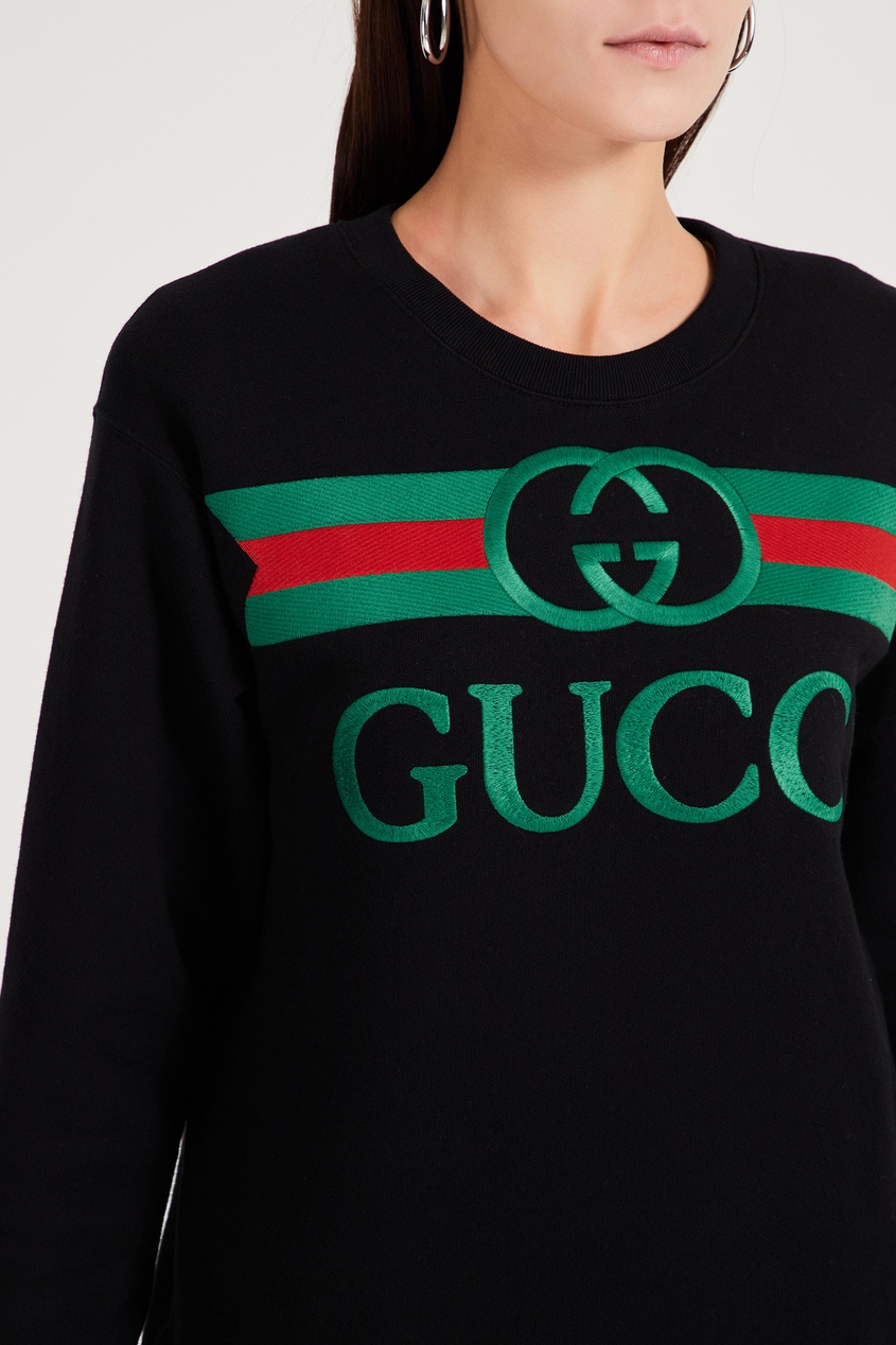 фото Черный свитшот с винтажным логотипом Gucci