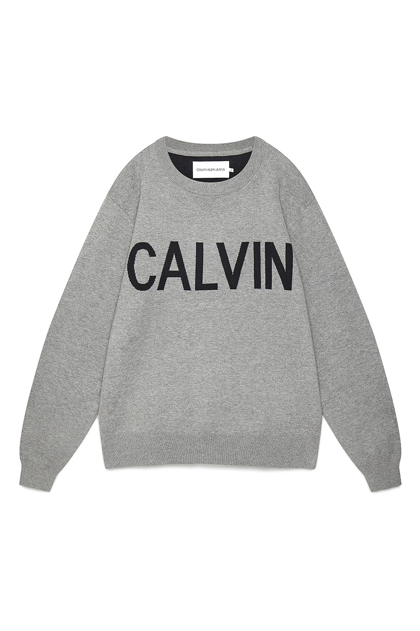 фото Серый свитшот с логотипом Calvin klein jeans