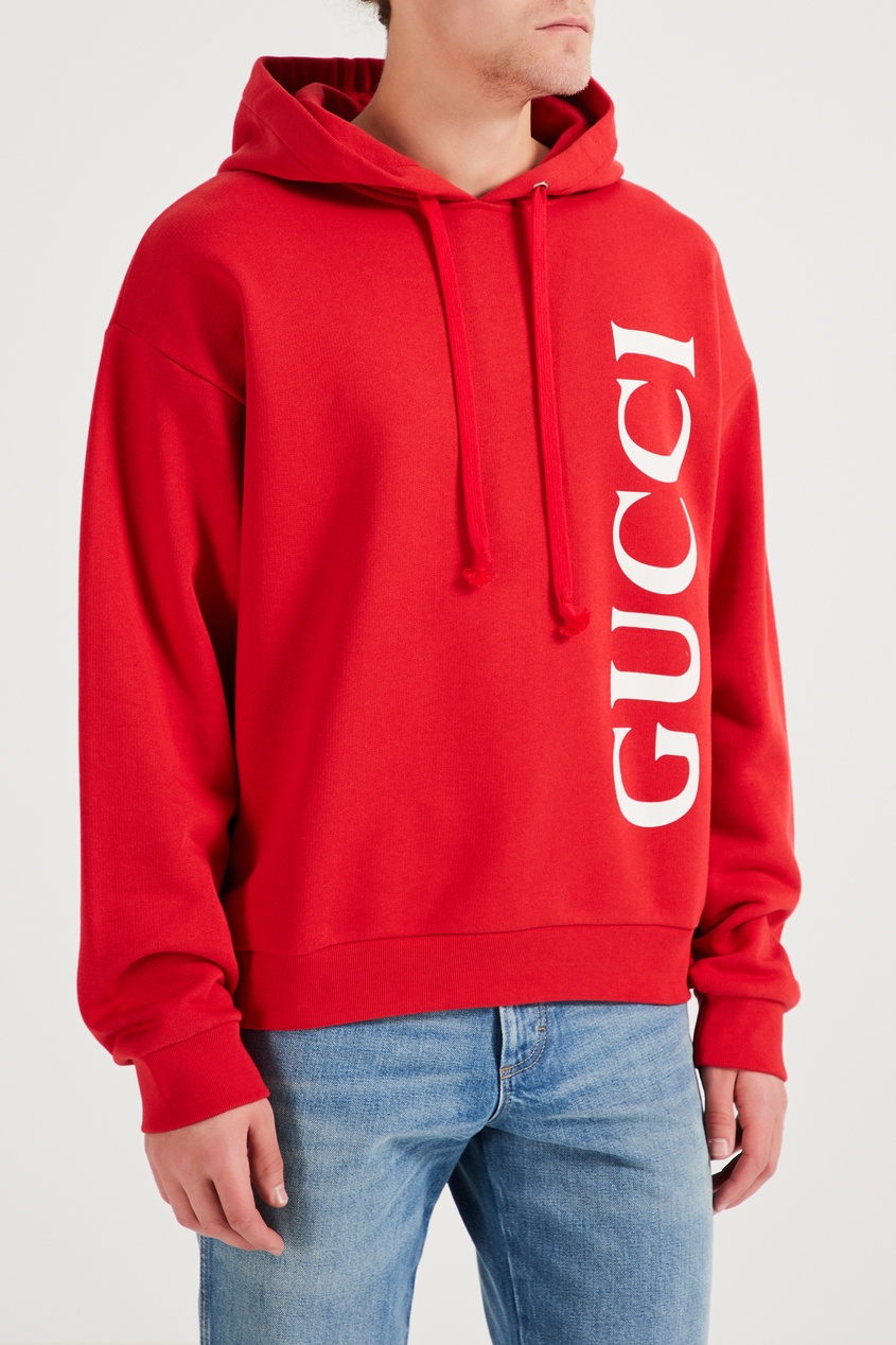 фото Красное худи с белым логотипом gucci