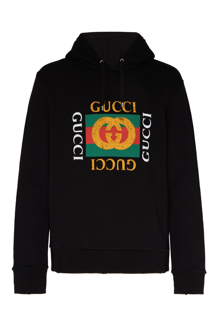 фото Черное худи с логотипами Gucci man