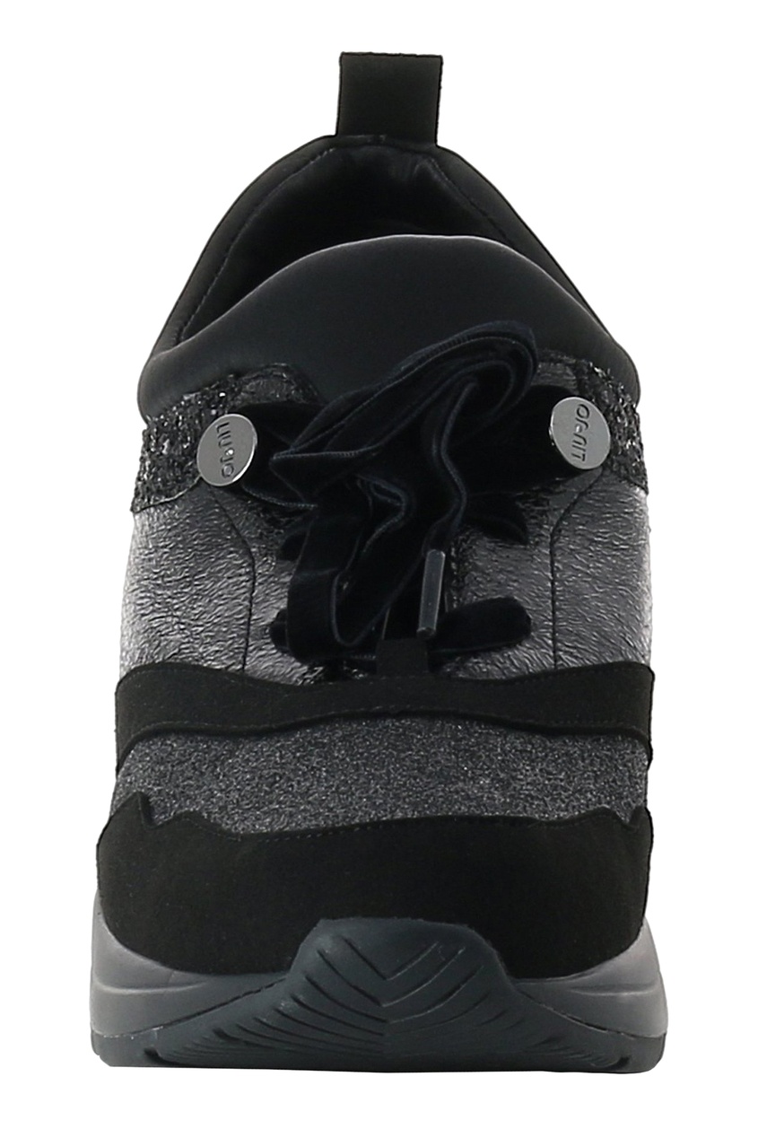 фото Комбинированные черные кроссовки с глиттером liu jo