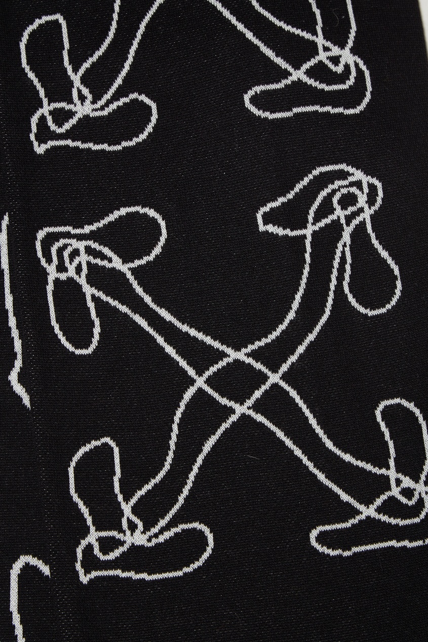 фото Черный шарф с белыми логотипами off-white