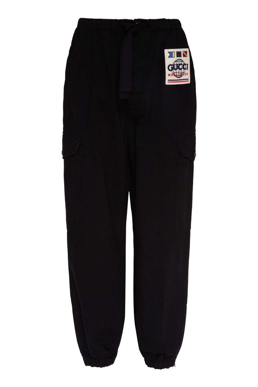 фото Черные брюки карго с логотипом Gucci man