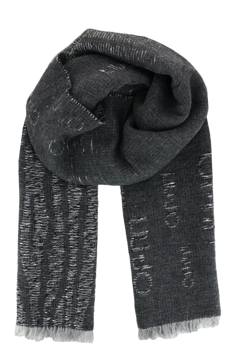 фото Широкий темно-серый шарф с принтом Liu jo