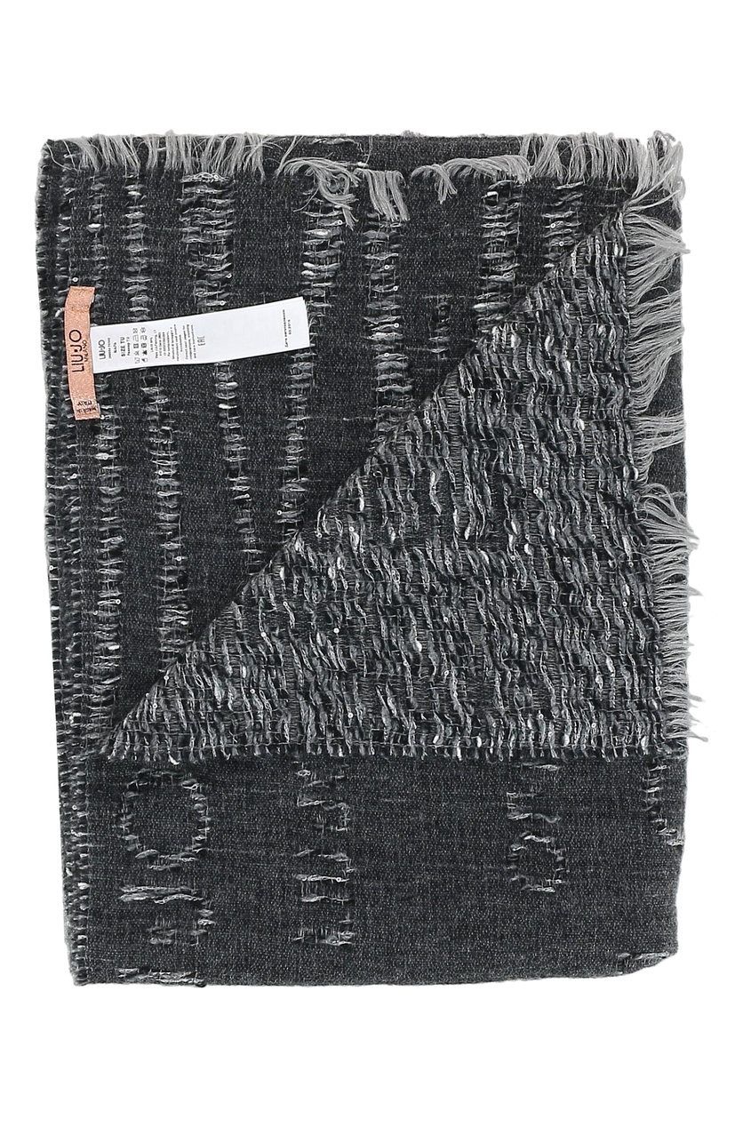 фото Широкий темно-серый шарф с принтом liu jo