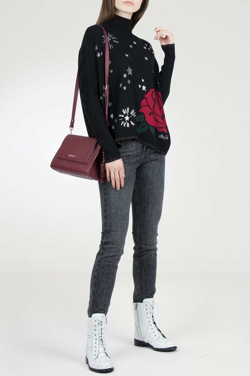 фото Черный свитер с розой liu jo