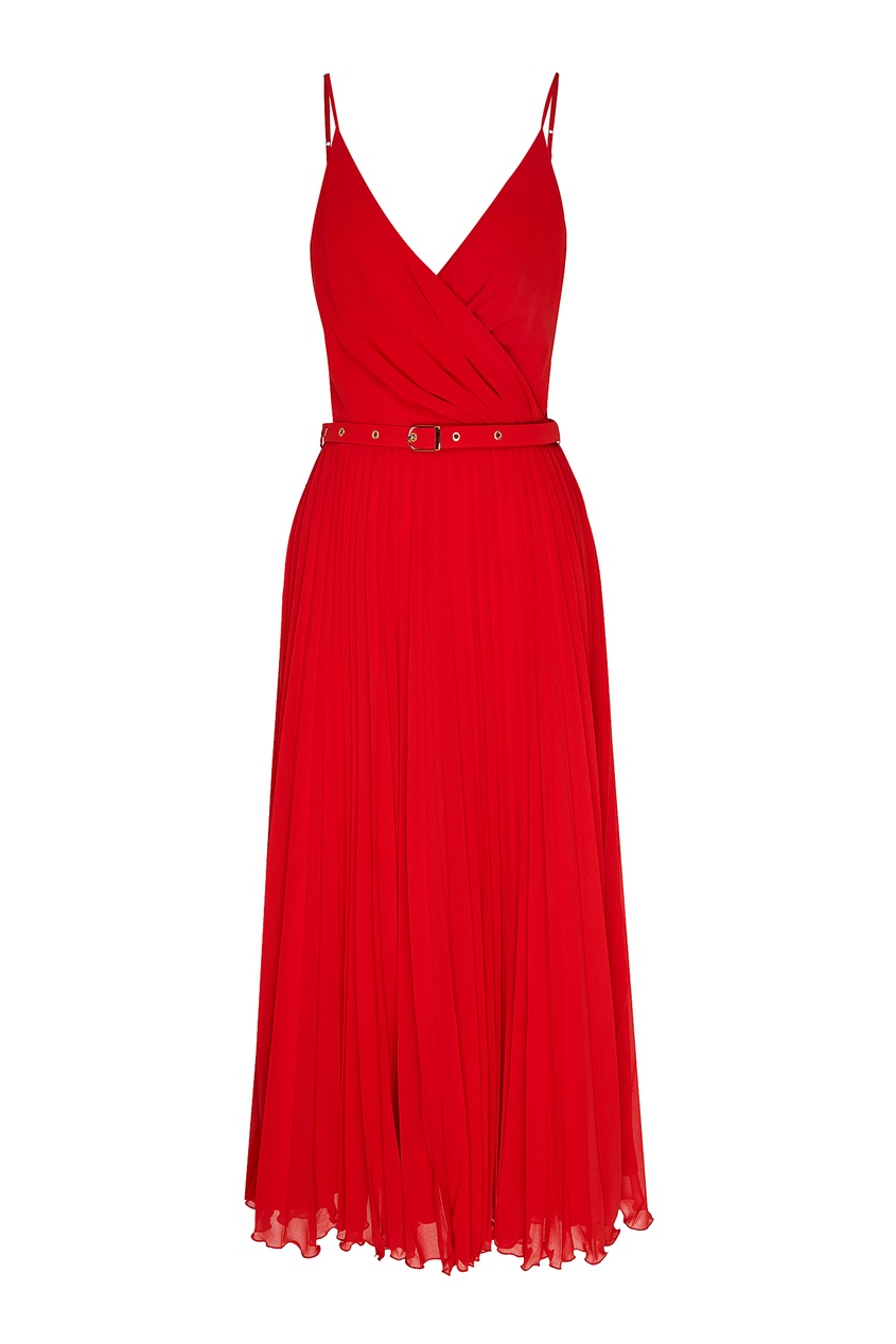 фото Красное платье с драпировкой и плиссе Laroom x Aizel
