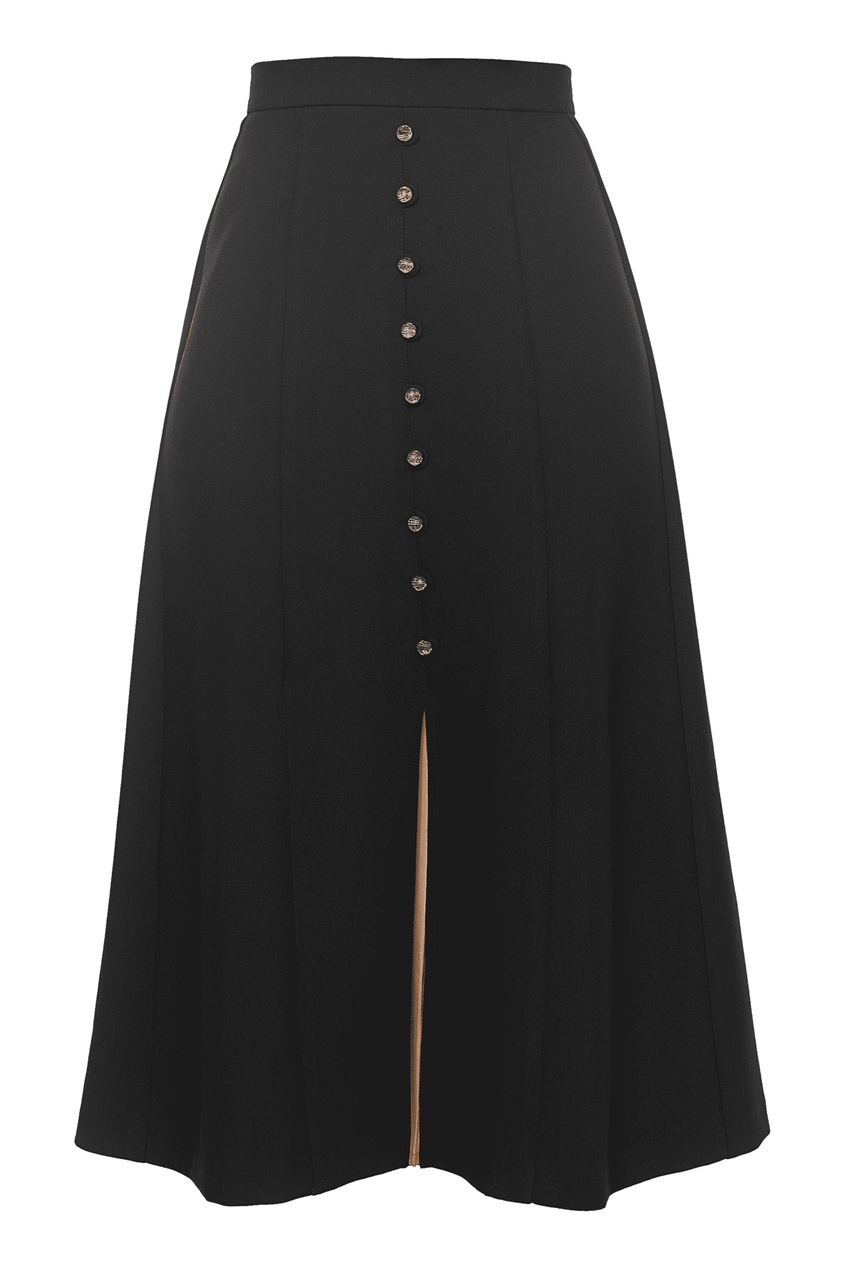 фото Черная юбка с плиссированной вставкой ksenia kams