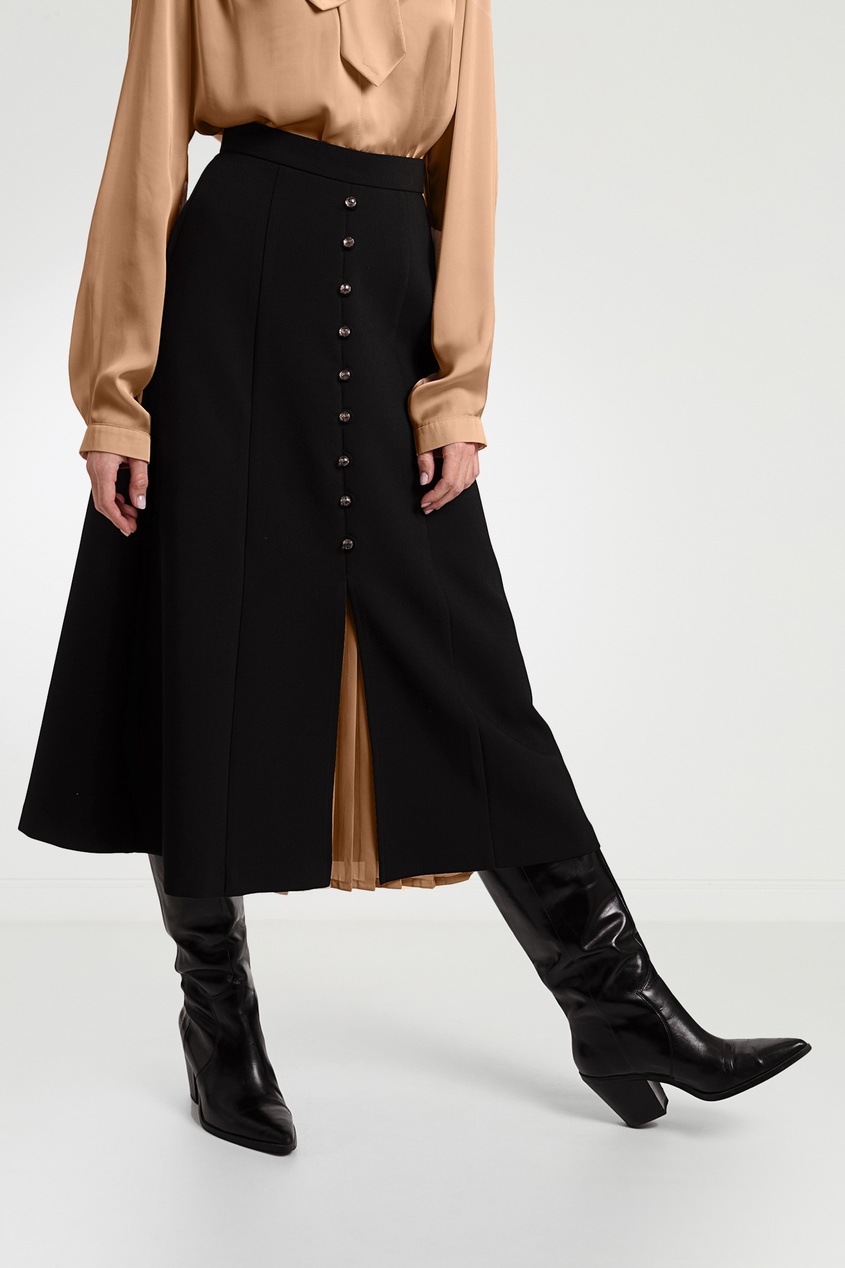 фото Черная юбка с плиссированной вставкой ksenia kams