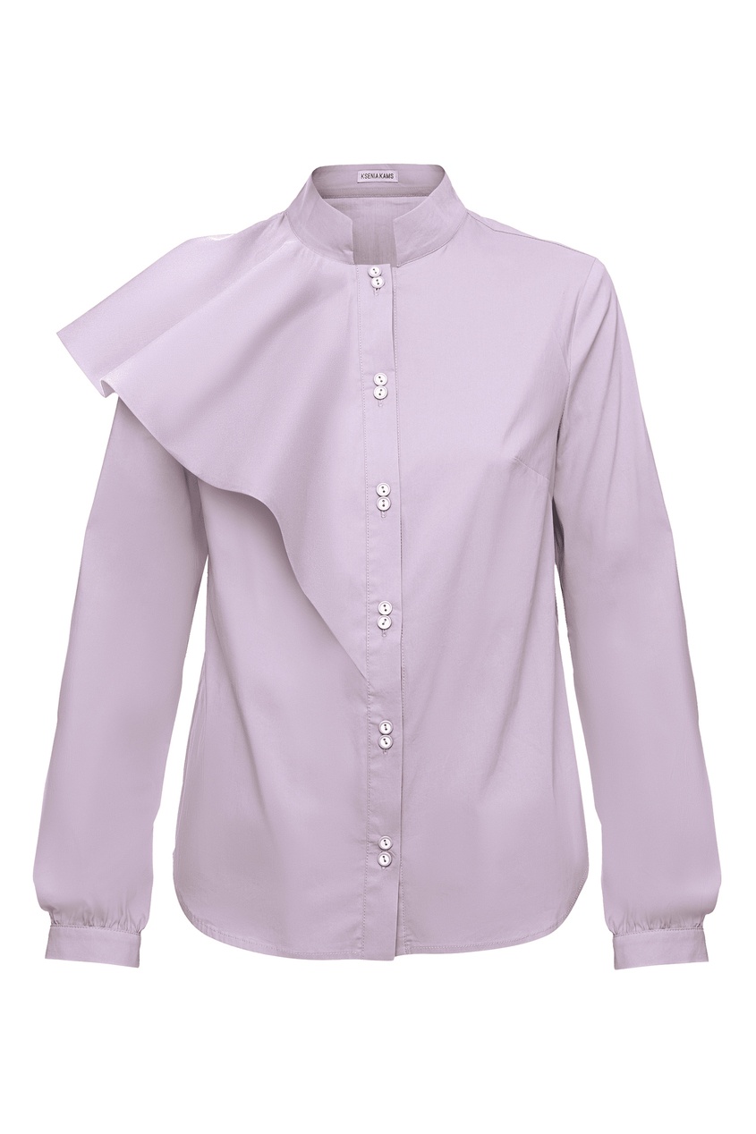 фото Сиреневая блуза с воланом на плече ksenia kams