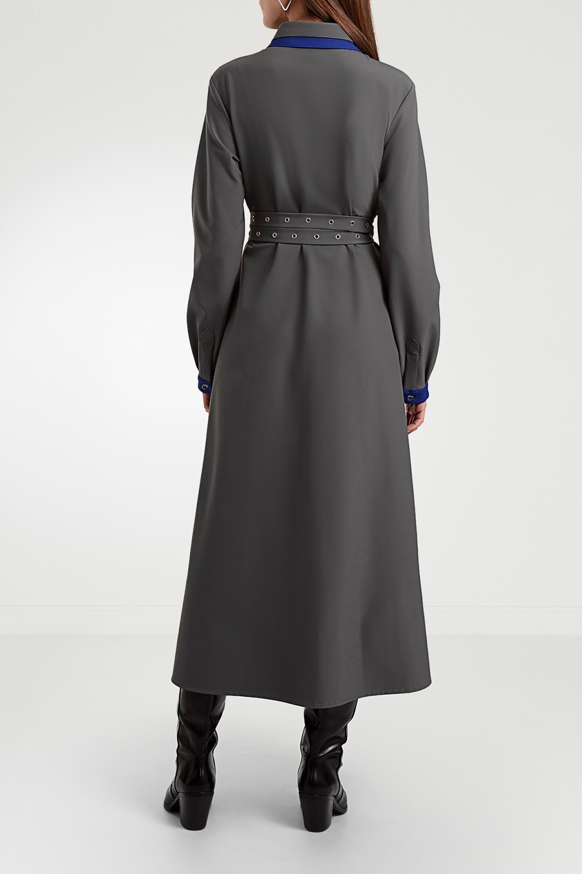 фото Серое платье с контрастным воротником ksenia kams