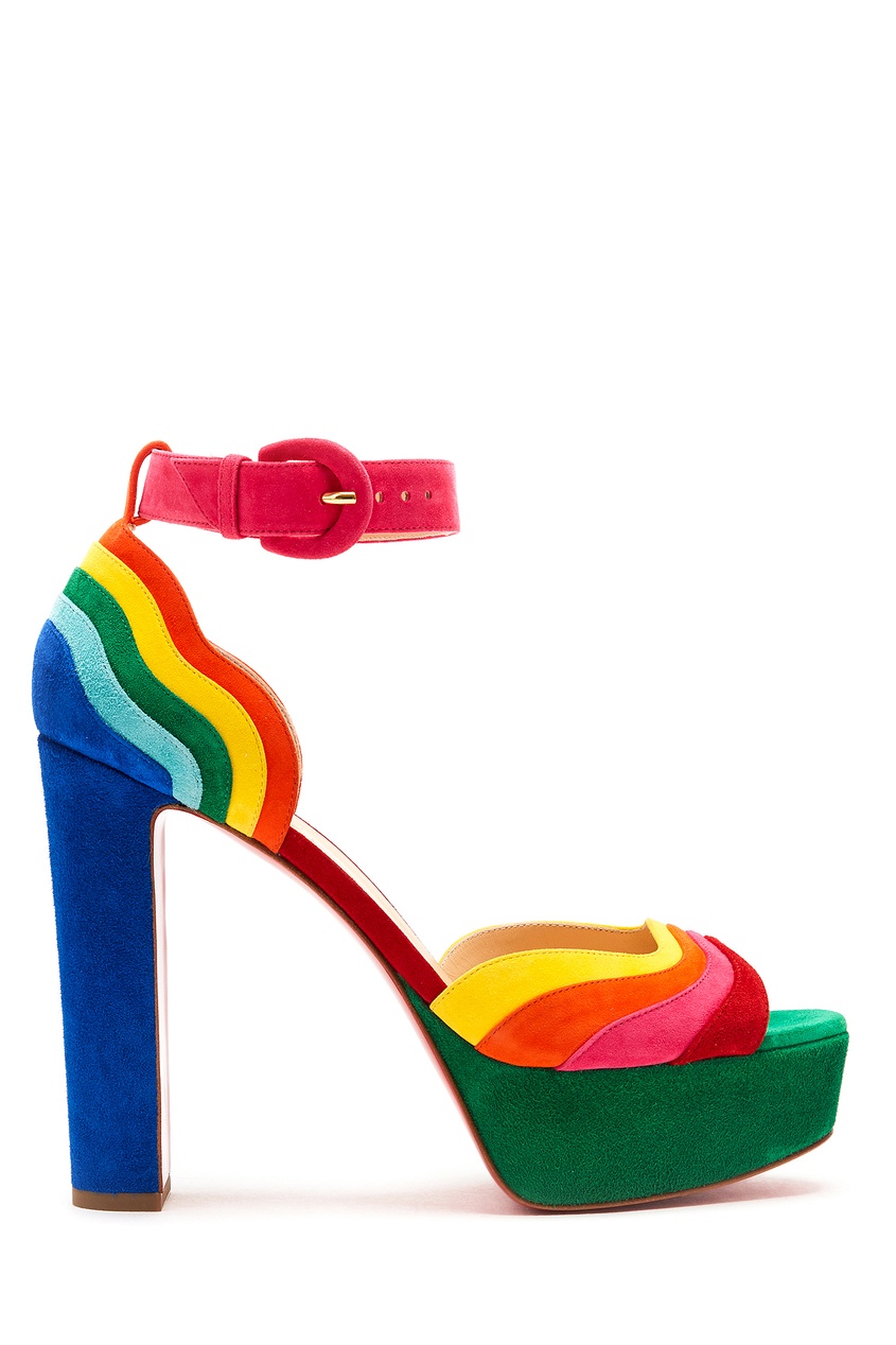 фото Разноцветные замшевые босоножки Degratissimo Alta 130 Christian louboutin