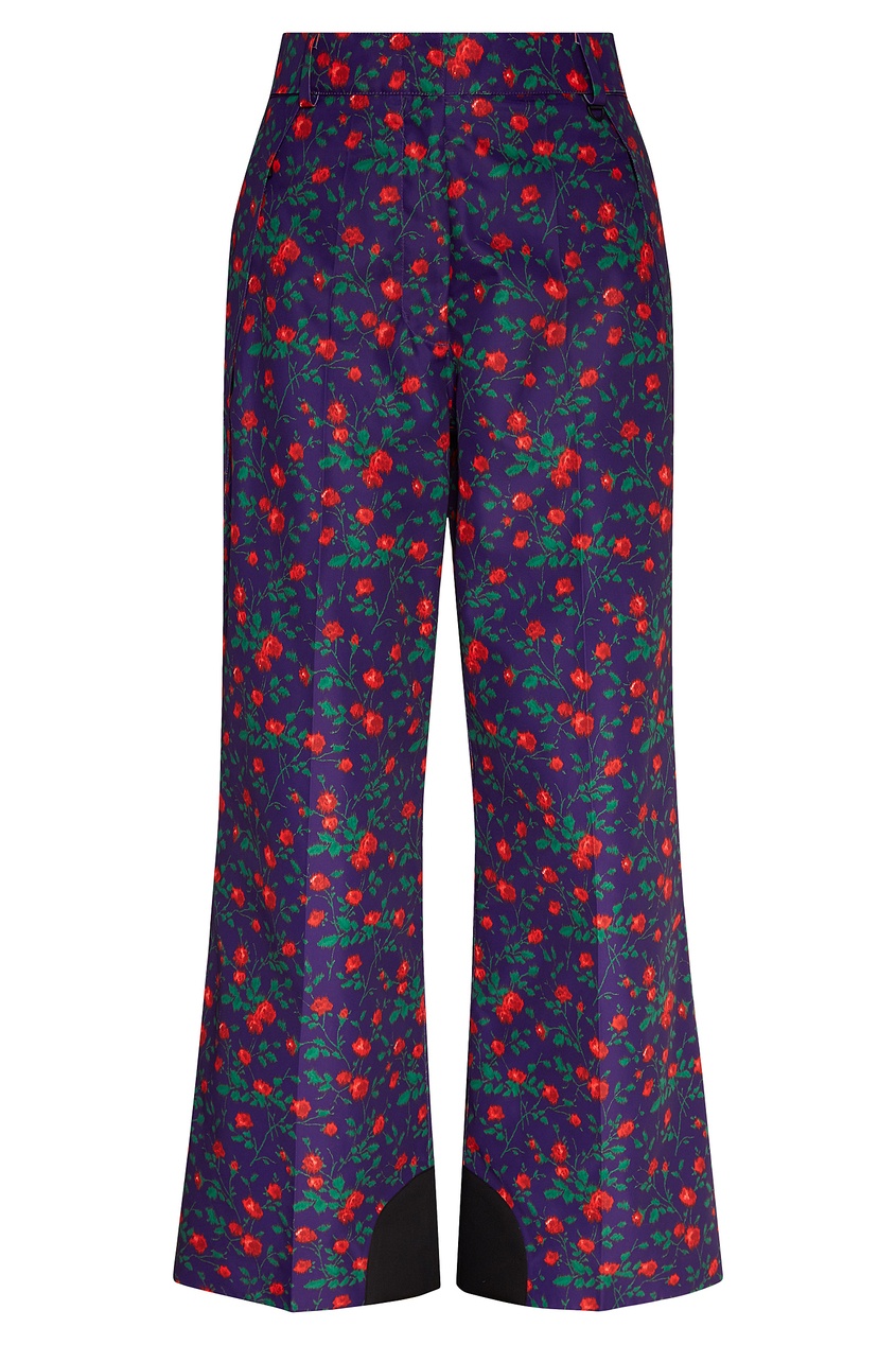 фото Синие брюки с цветочным принтом moncler