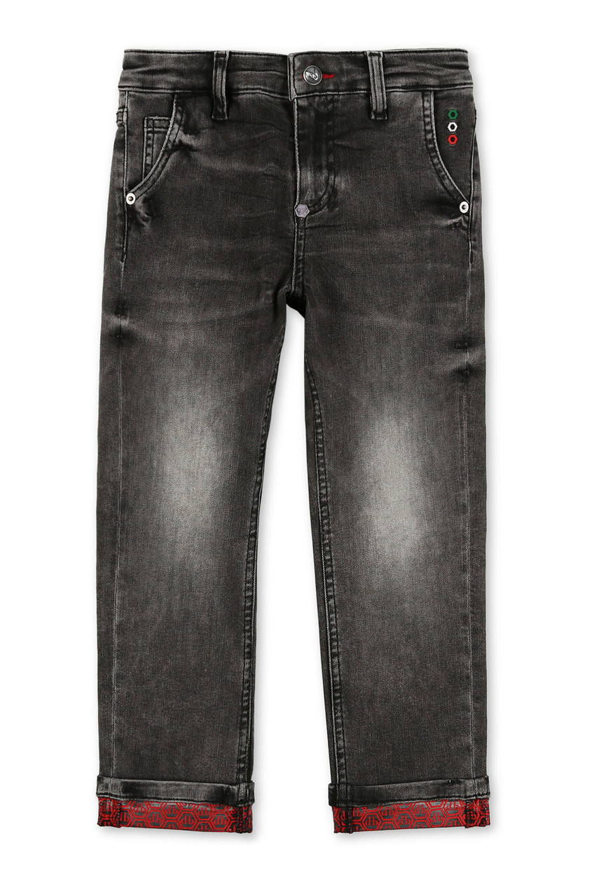 Серые джинсы с контрастными отворотами
