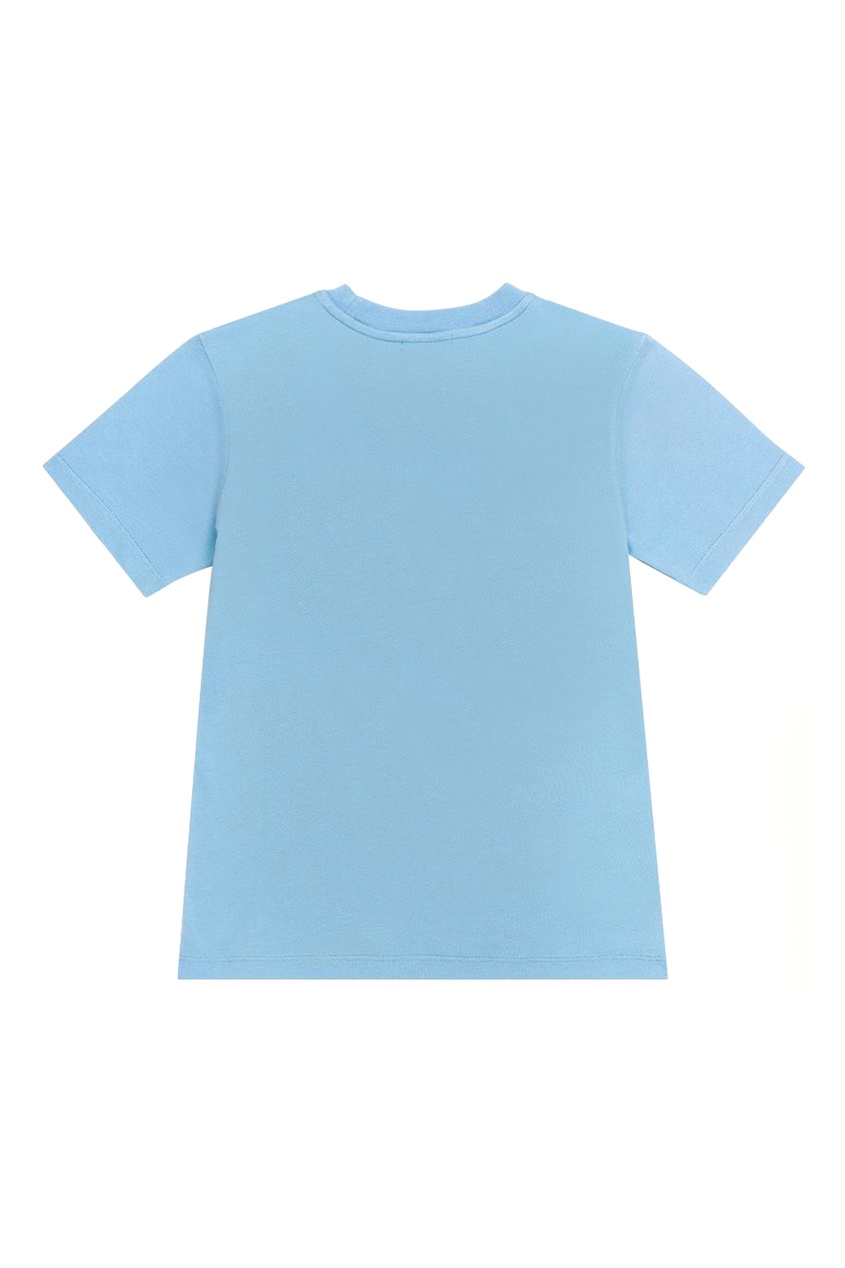 фото Голубая хлопковая футболка с надписью bonpoint