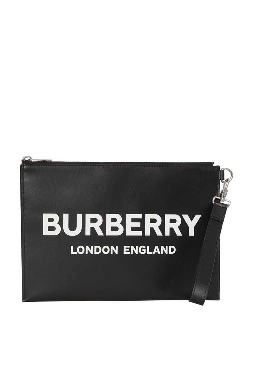 фото Черный кожаный кошелек burberry